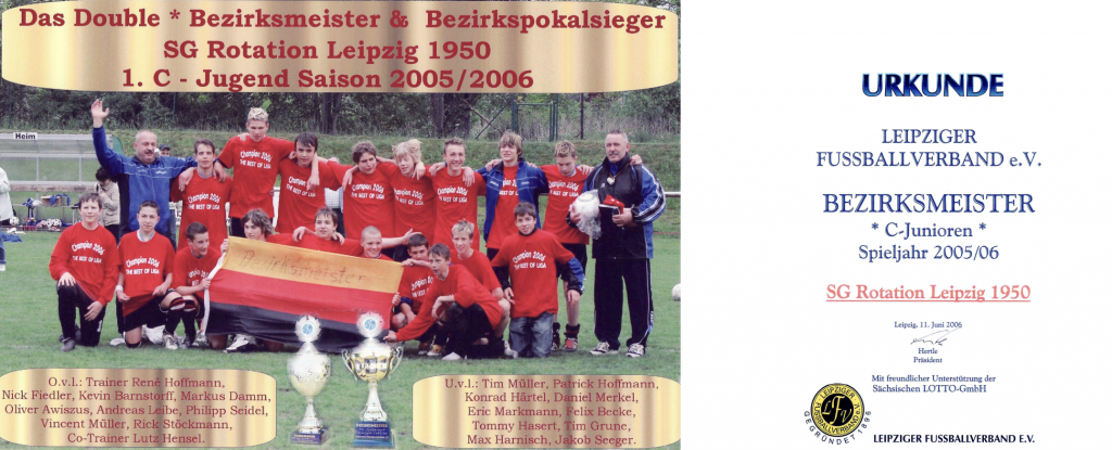 Spieljahr 2005/06 - 1. C-Junioren Bezirksmeister und Bezirkspokalsieger